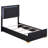Jelissa Wood Twin LED Panel Bed Black-94438238-104340582
