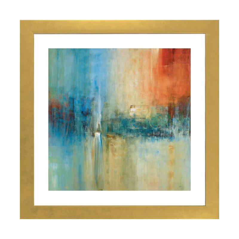 «Blue Cascade» par Simon Addyman - reproduction d'art, H 24 po x l 24 po x p 1 po, Encadré en papier doré