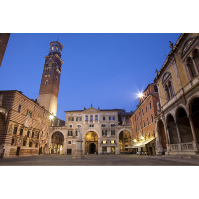 Verona - Piazza Dei Signori And Lamberti Tower by Sedmak - Wrapped Canvas Print