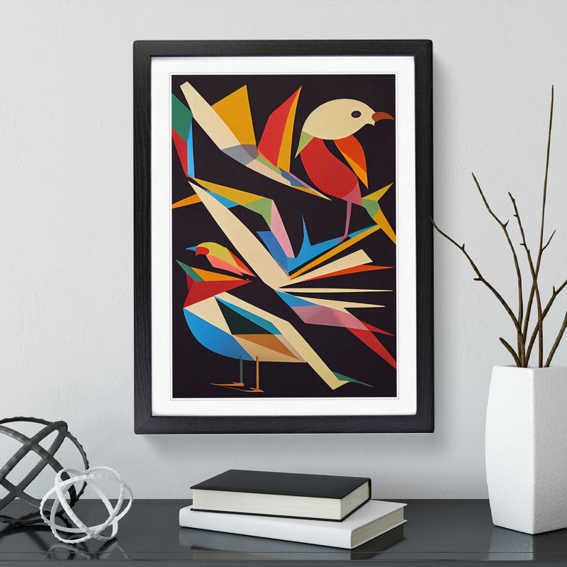 Bird In Abstract No.3 - Single Picture Frame Print, Black, 64cm H x 46cm W x 2cm D