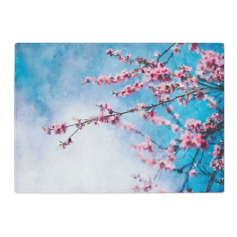 Delicate Cherry Blossom Tree Painting Chopping Board, 20cm W x 28.5cm L