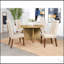 Table de salle à manger Larrabee brun mangue avec base sculptée, parfaite pour les espaces modernes
