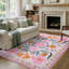 Tapis lavable à motif floral rétro avec envers antidérapant Kaidi-1614553778