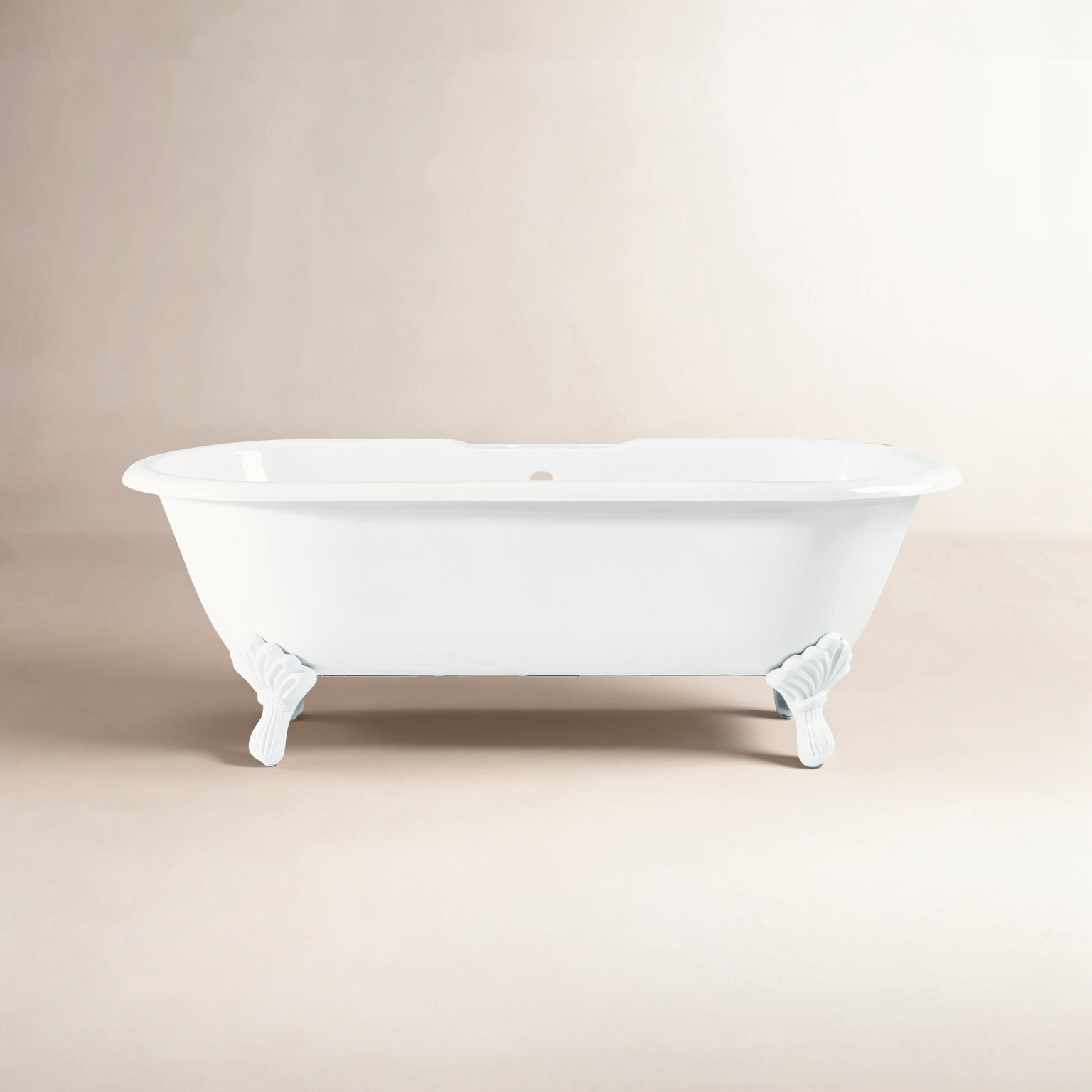 Kristin 61" Soaking Cast Iron Bathtub, White Interior with White Exterior, White