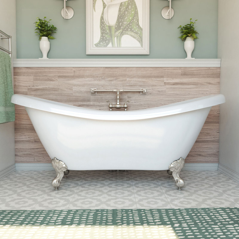 69" x 29" Freestanding Soaking Acrylic Bathtub