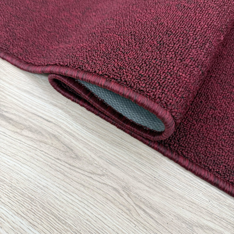 Custom Size Anti Slip Machine Washable Low Profile Plain Burgundy Runner Rug, Runner 2'2" x 9'