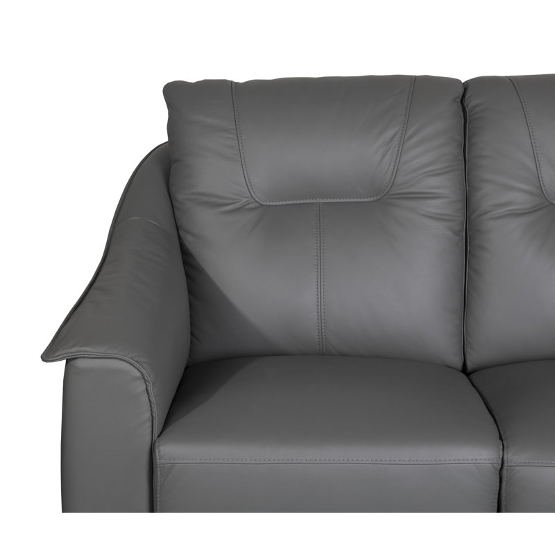 Naples Genuine Leather Sofa, Grey, 2