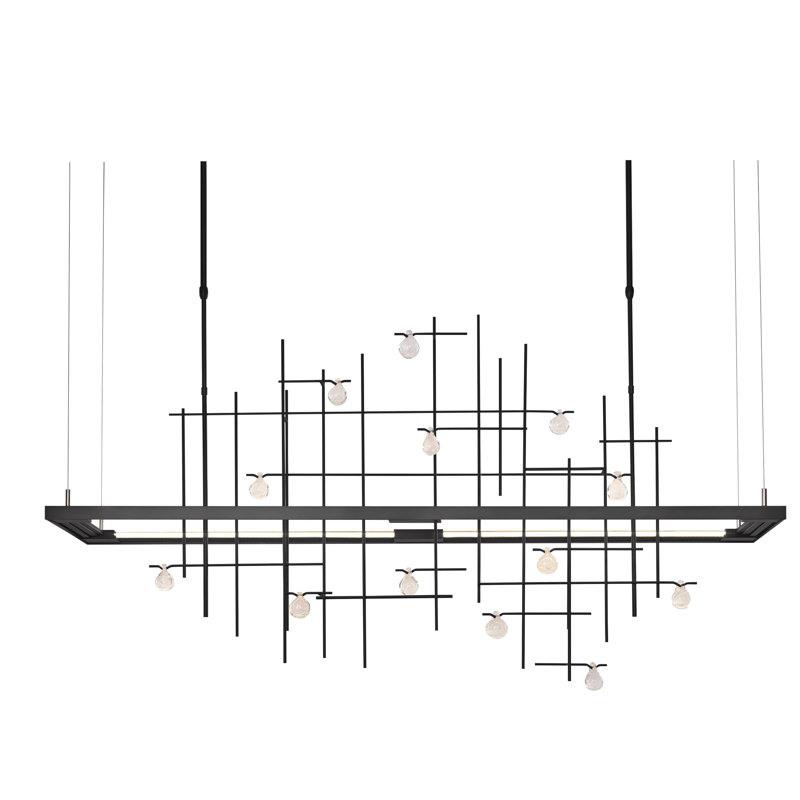 Four Seasons Spring Kitchen Island Linear LED Pendant, Long, Modern Brass