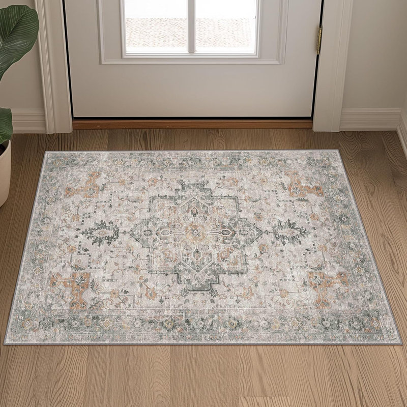 Washable Vintage Kitchen Runner Rug Non Slip, Rectangle 2' x 3'