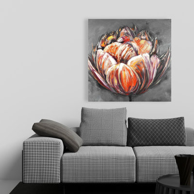 Double and Abstract Orange Tulip - Living Room Canvas Decor