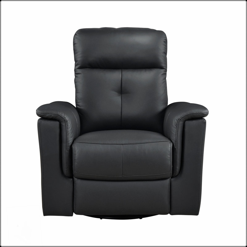 Luxury Black Leather Swivel Glider Recliner For Ultimate Comfort And Elegance In Modern Living Rooms, Black