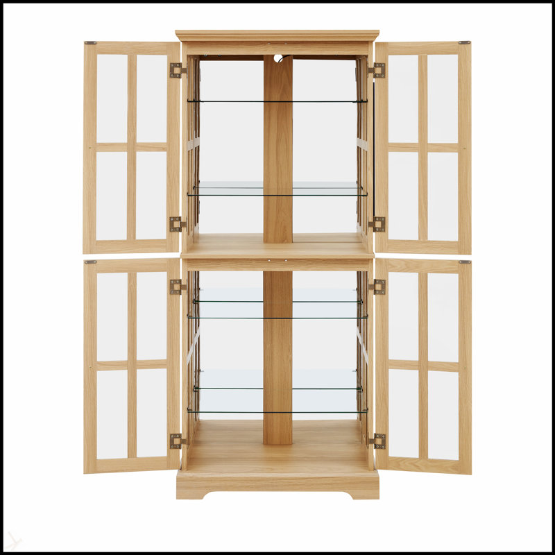 Vitrine antique avec portes en verre et tablettes réglables, parfaite pour mettre en valeur des objets de collection à quatre portes