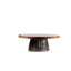 Table basse ronde en bois massif et en métal, un design distinctif, 43 pouces de profondeur, 2 hauteurs, couleur naturelle