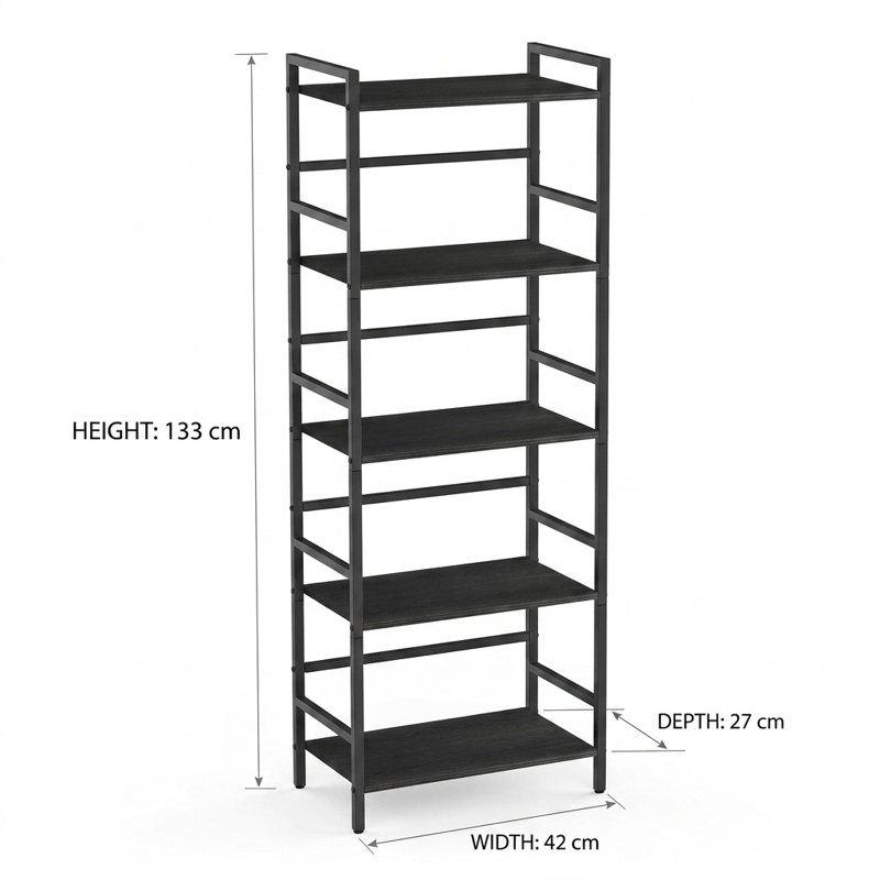 133 cm H x 42 cm W Solid Wood Bookcase