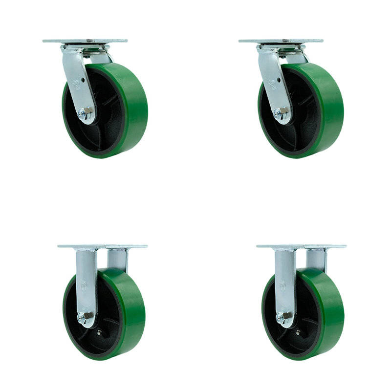 4-Piece Polyurethane and Cast Iron Caster Set