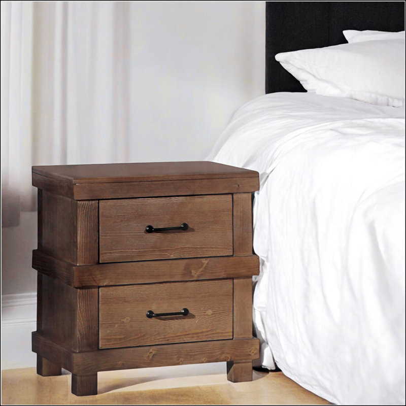 Table de chevet traditionnelle avec 2 tiroirs