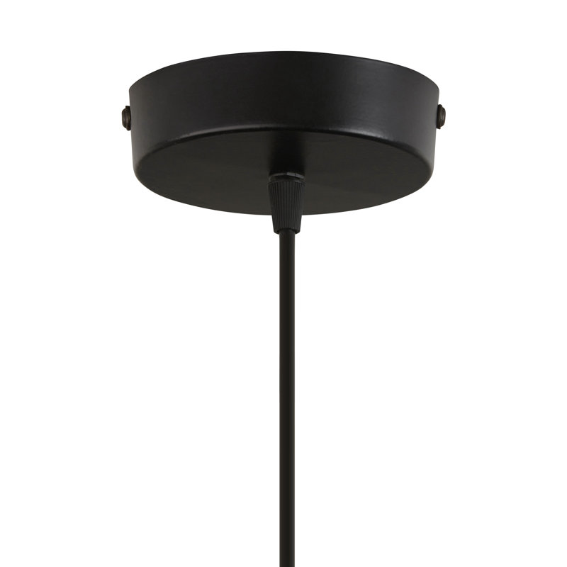 Luminaire suspendu en métal noir 12 po avec cage en bois Dumah