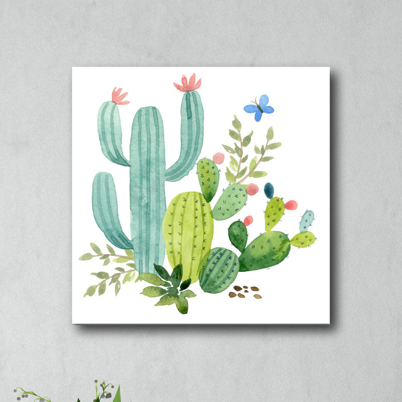 « cacti color ii », reproduction d’art sur toile tendue, H 24 po x l 24 po x P 1,5 po