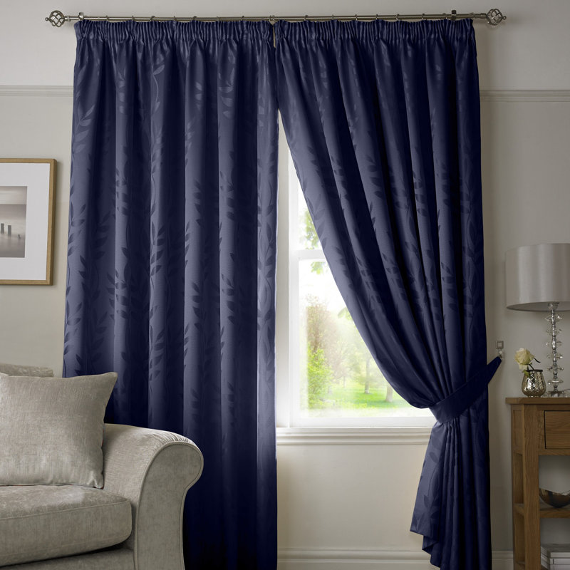 Semi Sheer Curtain Pair, 116 cm W x 228 cm D, Navy