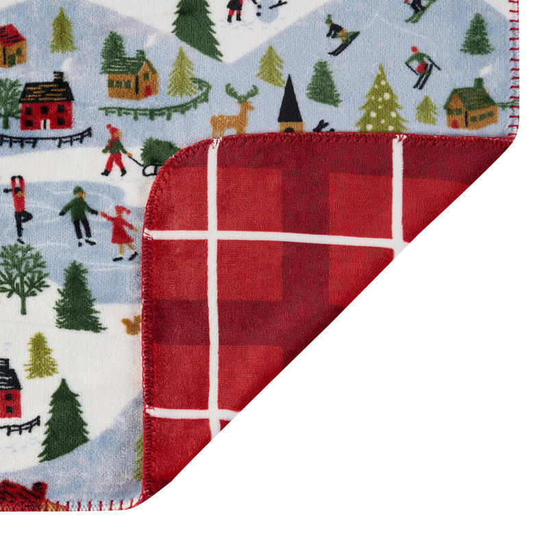 Hallmark Frostvale Reversible Plush Holiday Throw, 50" x 70"