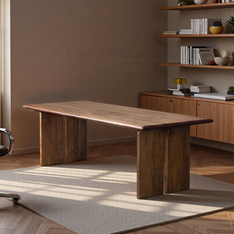 High-end Walnut Solid Wood Multi-functional Desk, 29.52" H x 78.74" W x 35.43" D