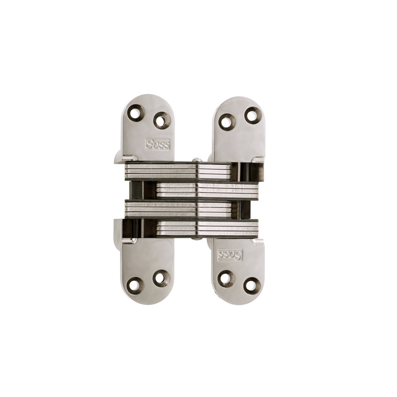 Charnière de porte simple invisible H 5,5 po x l 1,4 po, Nickel lumineux