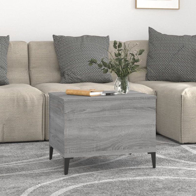 Allishia Lift Top Four Leg Coffee Table with Storage, Grey Sonoma, 60x44.5x45 cm