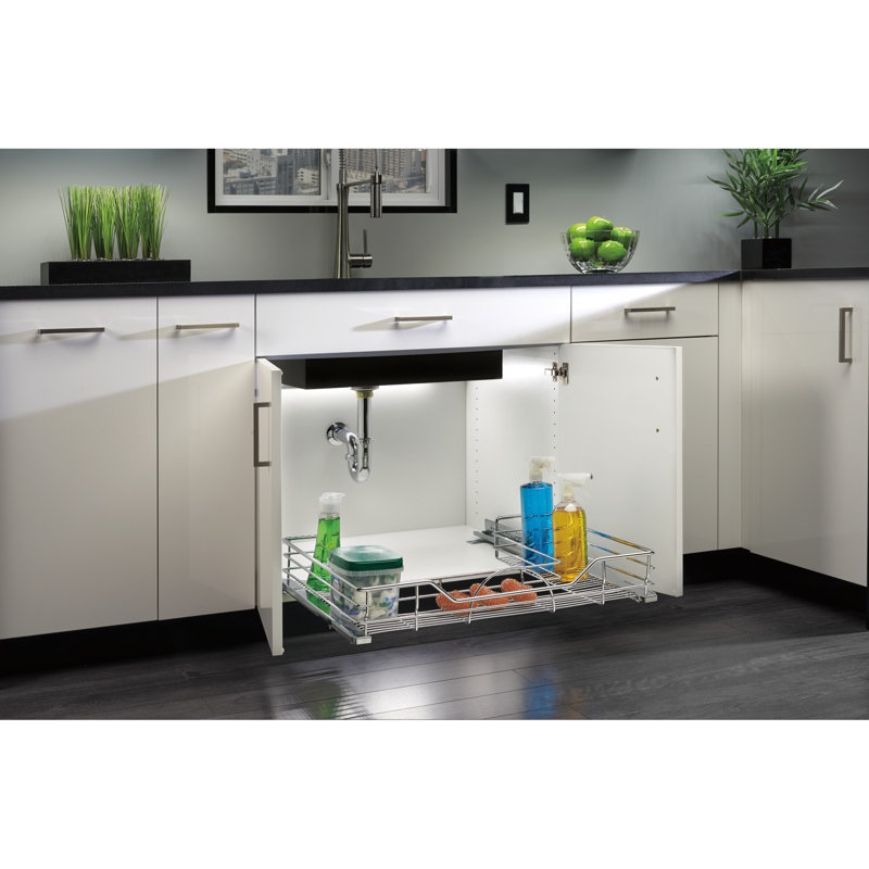 Chrome 33" Under Sink U-Shaped Pull Out Organizer