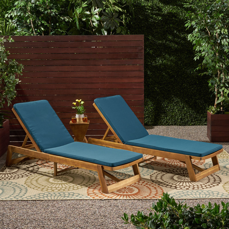 Outdoor 1.5'' Chaise Lounge Back Cushion, Blue, 1