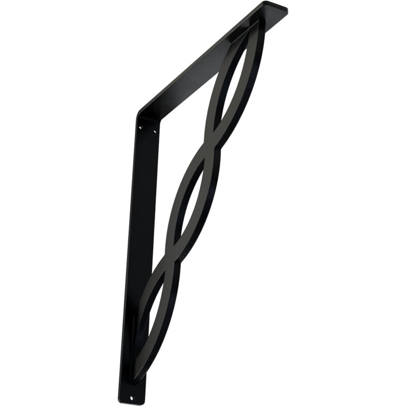 Support en fer forgé, H 15 po x l 1,5 po x p 12 po, Noir