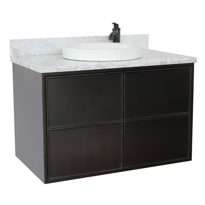 Ensemble de meuble-lavabo de salle de bain simple fixé au mur 37 po Elyria