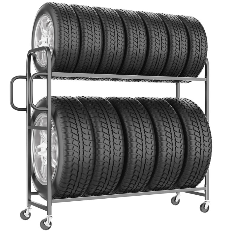 Support de rangement robuste et ajustable pour pneus - Support de rangement pour pneus à capacité de charge de 500 lb pour 8 pneus et plus, fabrication commerciale en acier