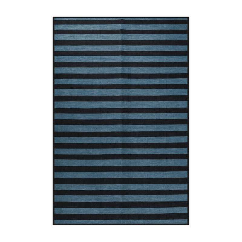 Tapis noir à rayures horizontales lavable à la machine, Tapis de couloir 2 pi x 4 pi