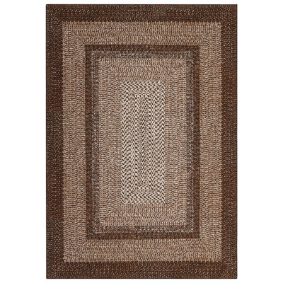 Brown Modern 8 x 10(ft) Rectangular Indoor Soft Non Slip Washable Bordered Geometric Area Rug