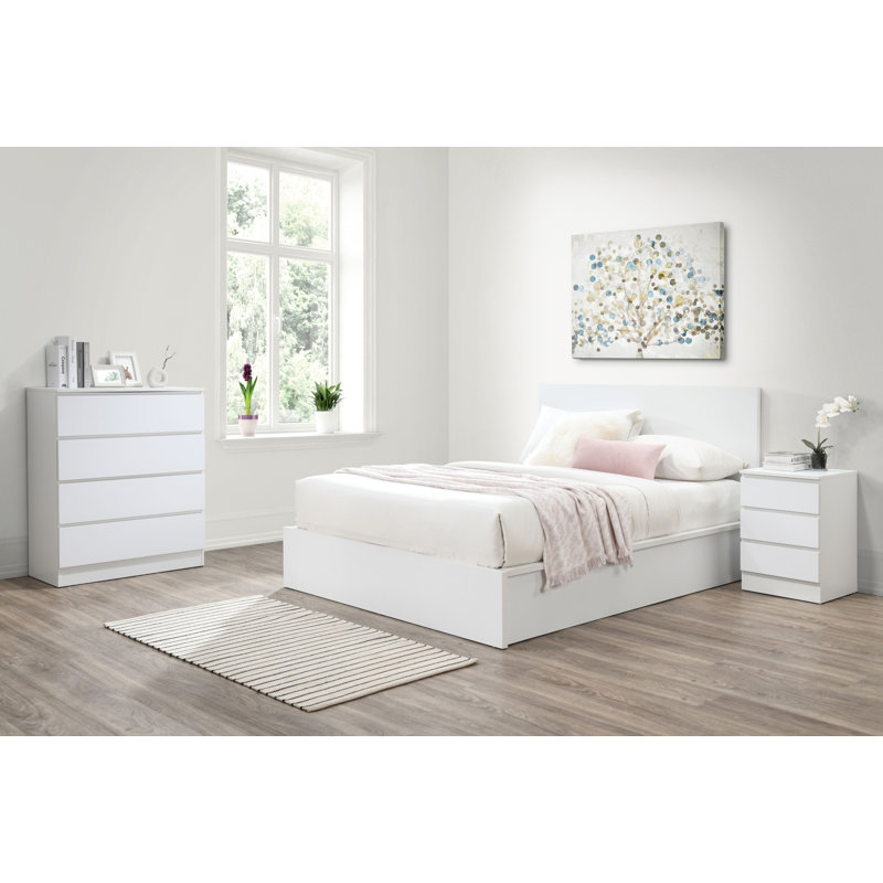 Marqita Double (4'6) Ottoman Bed, White, Kingsize (5')