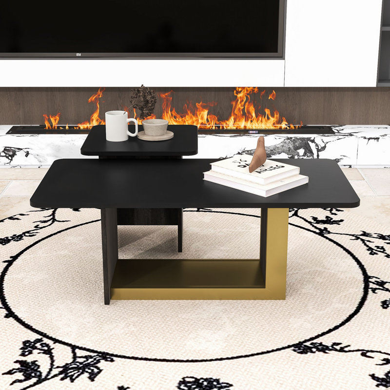 Table basse moderne - Conception élégante avec plateau en panneau de fibres à densité moyenne durable, Noir