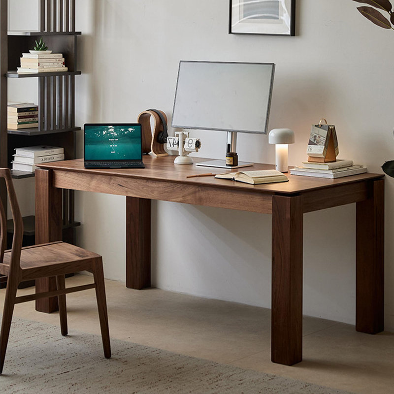 Multi-functional Sturdy Walnut Rectangular Desk, 29.52" H x 62.99" W x 31.49" D