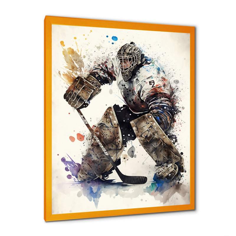 Hockey Hockey Gardien V - Impression sur toile, H 20 po x l 12 po x P 1 po, Impression dorée sur toile encadrée