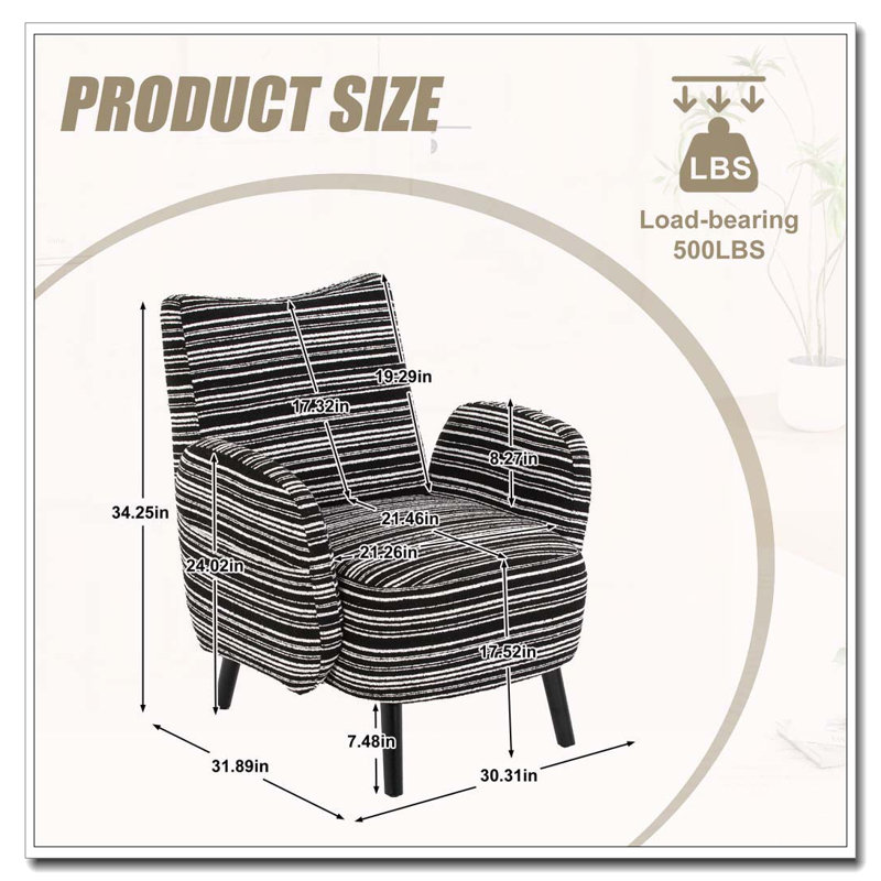 Boucle Upholstered  Accent Chair, Black