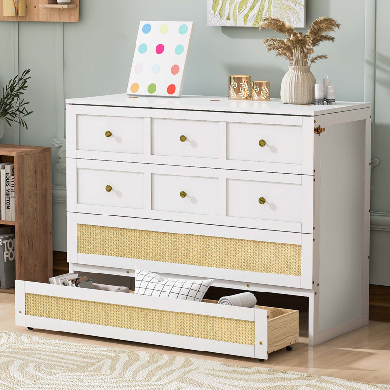 Lit escamotable avec grands tiroirs Murphy, White