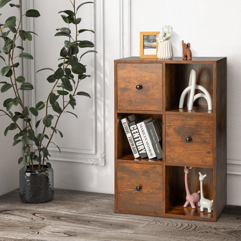 Dishita Storage Bookcase, Rustic Brown