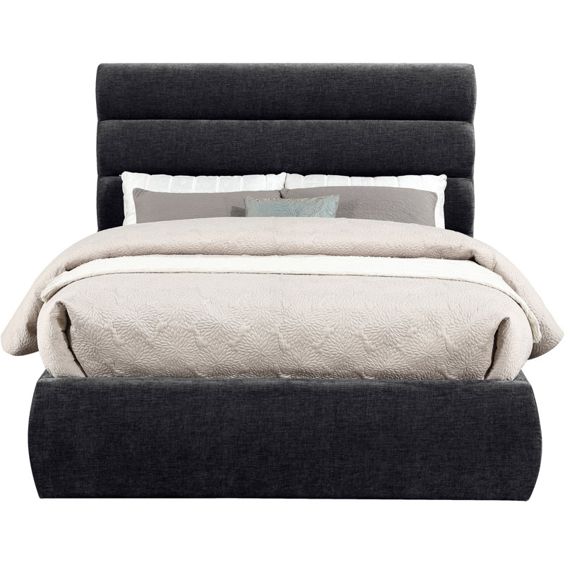 Lit en tissu Adam Chenille, Full, Tissu chenille noir