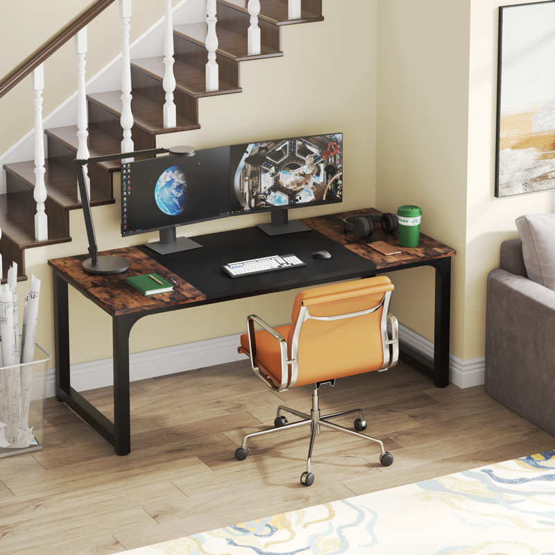 Dorether 180Cm Rectangle Computer Desk, Brown/Black