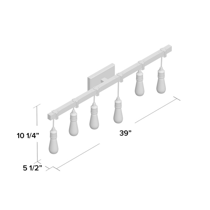 Eleesia 6-Light Dimmable Bronze/Brown Vanity Light, 10.25" H x 39" W x 39" D, 6 Lights