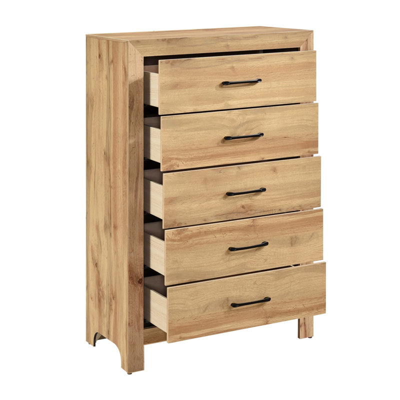 Rustic Natural Finish 5-Drawers Storage Chest, Natural