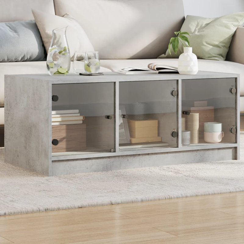 Matasha Coffee Table with Storage, Concrete Grey