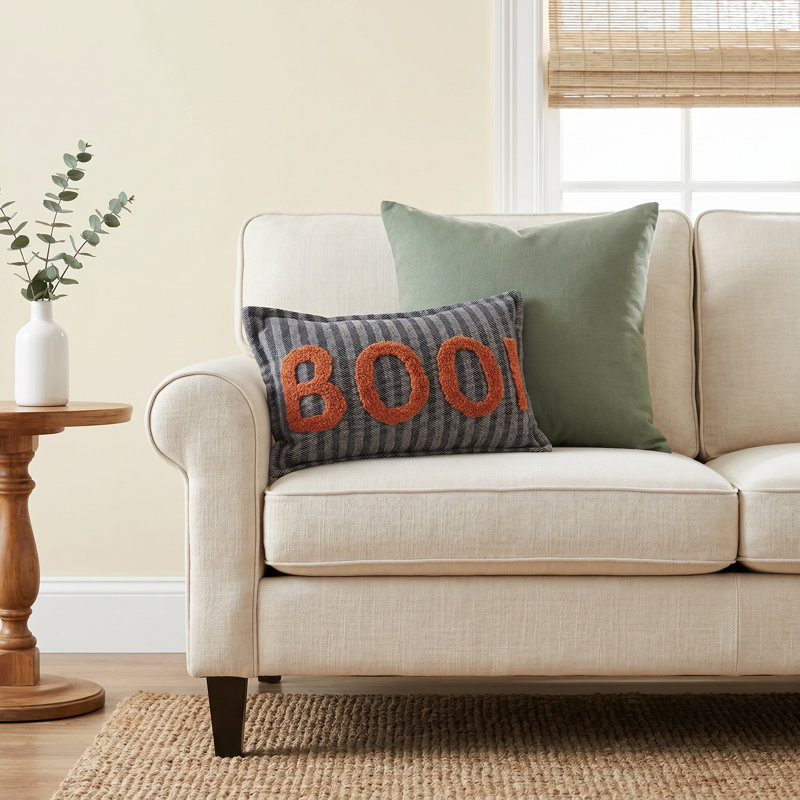 Embroidered Cotton Blend Throw Pillow