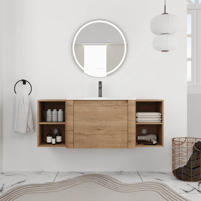 Meuble-lavabo flottant simple 52 po avec comptoir en céramique 52 po, 52"