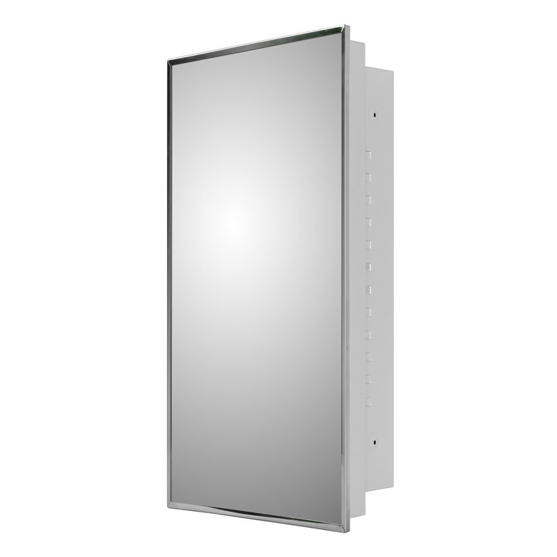 Scottville Residential Medicine Cabinet, 36" H x 16" W x 4.25" D, Stainless Steel Framed, Recessed