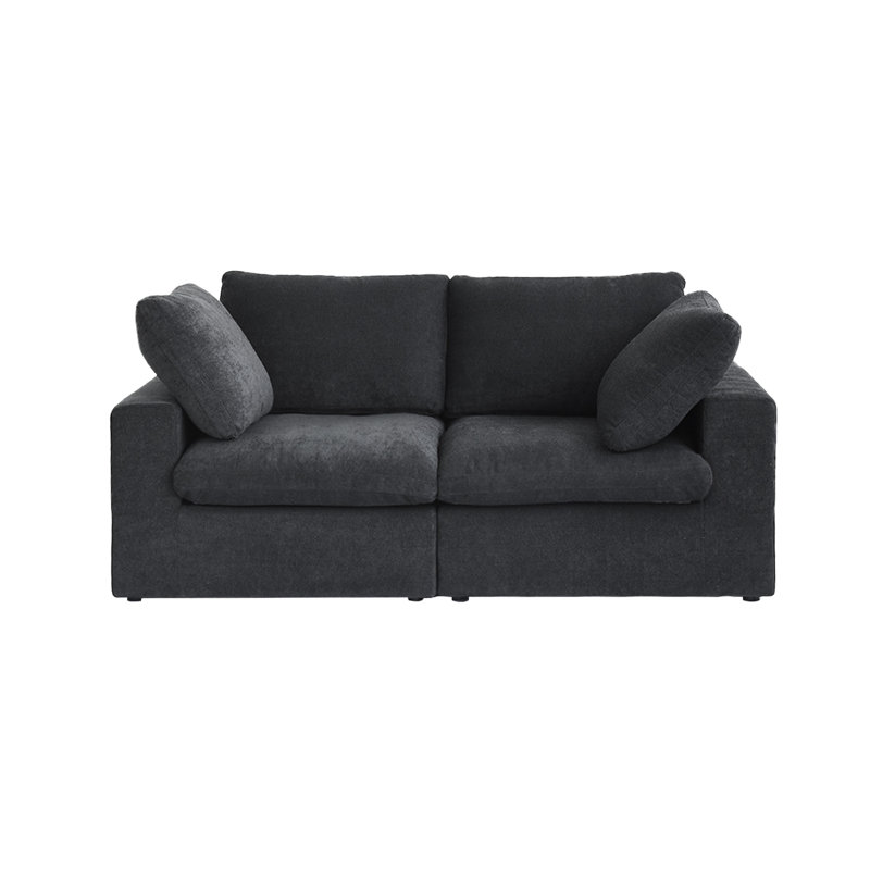 Kenda Tenia 80'' Linen Slipcovered Modular Sofa, Dark Charcoal  Linen Blend